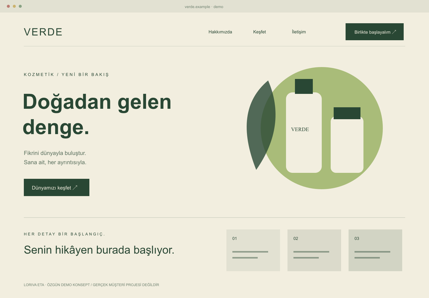 VERDE — Kozmetik web tasarımı